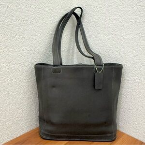 Vintage COACH 9305 Gray Glove-Tanned Leather Bleecker Bucket Shoulder Tote Bag